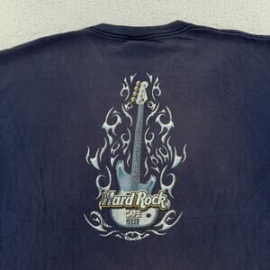 Hard Rock Cafe Shirt Mens XL Blue Denver Guitar Graphic Flame Tee Music Rock Y2K